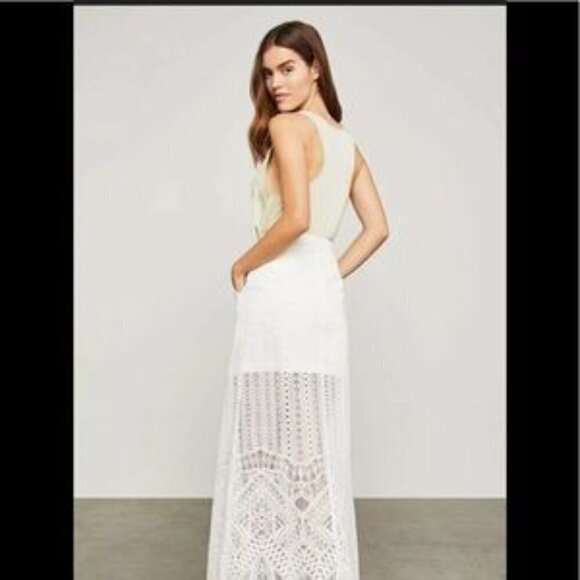 BCBGMaxAzria Harper Off White Lace Boho Button Maxi Skirt Size 0 - Picture 14 of 14
